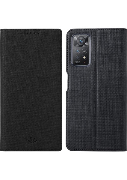 Xiaomi Redmi Için Note 12 Pro 4g/11 Pro 4g (Mediatek)/note 11 Pro 5g (Qualcomm) Pu Deri Anti -Drop Koruma Standı Kart Tutucu ile Telefon Kılıfı -Black (Yurt Dışından)