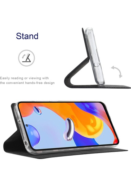 Xiaomi Redmi Için Note 12 Pro 4g/11 Pro 4g (Mediatek)/note 11 Pro 5g (Qualcomm) Pu Deri Anti -Drop Koruma Standı Kart Tutucu ile Telefon Kılıfı -Black (Yurt Dışından) modelleri