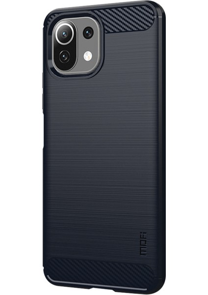 Xiaomi Mi 11 Lite 4g/5g/11 Lite 5g Ne-Blue Için Karbon Fiber Fırçalanmış Yumuşak Tpu Kapağı (Yurt Dışından)