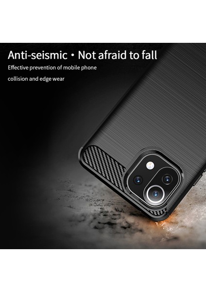 Xiaomi Mi 11 Lite 4g/5g/11 Lite 5g Ne-Blue Için Karbon Fiber Fırçalanmış Yumuşak Tpu Kapağı (Yurt Dışından)