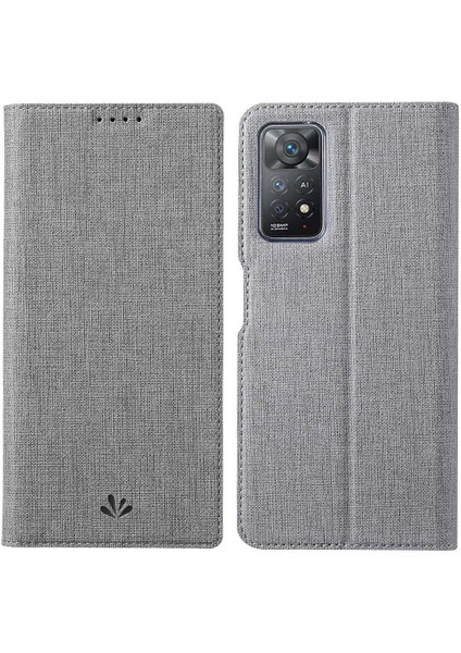 Xiaomi Redmi Için Note 12 Pro 4g/11 Pro 4g (Mediatek)/note 11 Pro 5g (Qualcomm) Pu Deri Anti -Drop Koruma Standı Kart Tutucu ile Telefon Kılıfı -Grey (Yurt Dışından)