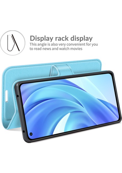 Folio Flip Litchi Cilt Cüzdan Stand Deri Kılıf Xiaomi Mi 11 Lite 4g/5g/11 Lite 5g Ne Cep Telefonu Kapak Blue (Yurt Dışından)