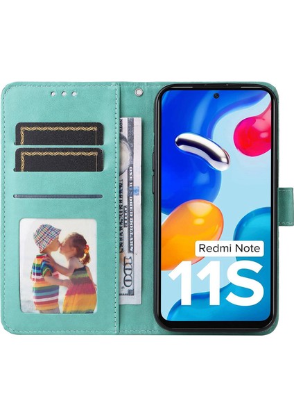 Xiaomi Için Redmi Note 11 4g (Qualcomm)/not 11S 4g Pu Deri Ayçiçeği Baskılı Baskılı Kılıf Manyetik Tokalı Telefon Stand Cüzdan Kapak Yeşil (Yurt Dışından) fiyatları