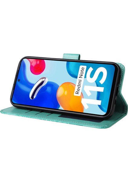 Xiaomi Için Redmi Note 11 4g (Qualcomm)/not 11S 4g Pu Deri Ayçiçeği Baskılı Baskılı Kılıf Manyetik Tokalı Telefon Stand Cüzdan Kapak Yeşil (Yurt Dışından) fırsatları