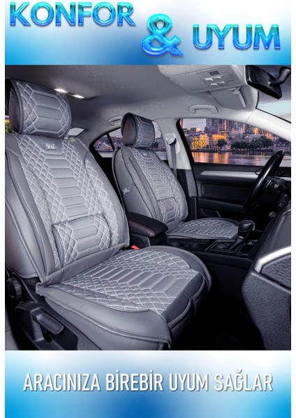 Infiniti Fx-35 Lüx Deri Oto Koltuk Kılıfı 5'li Set Tam Takım Royal Füme