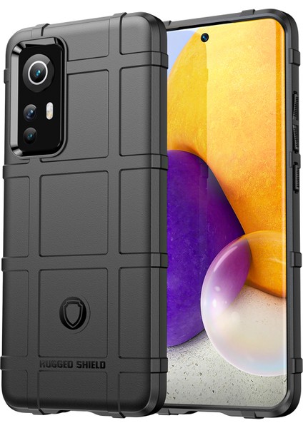 Sağlam Kare Izgara Tasarımı Kalınlaştırılmış Tpu Tpu Anti-Çizelge Absorpsiyon Kapağı Xiaomi 12 5G/12X 5G/12S 5g-Black (Yurt Dışından)