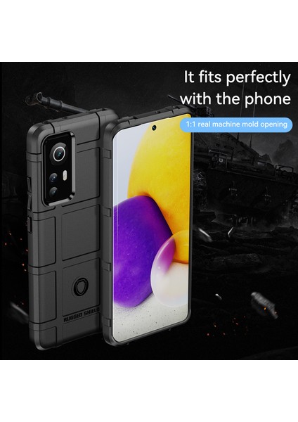 Sağlam Kare Izgara Tasarımı Kalınlaştırılmış Tpu Tpu Anti-Çizelge Absorpsiyon Kapağı Xiaomi 12 5G/12X 5G/12S 5g-Black (Yurt Dışından) fiyatları