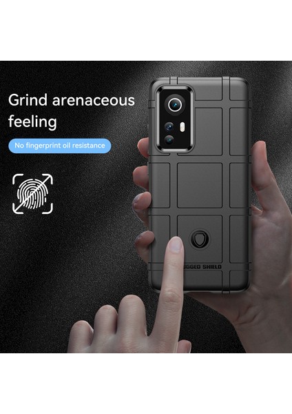 Sağlam Kare Izgara Tasarımı Kalınlaştırılmış Tpu Tpu Anti-Çizelge Absorpsiyon Kapağı Xiaomi 12 5G/12X 5G/12S 5g-Black (Yurt Dışından) modelleri