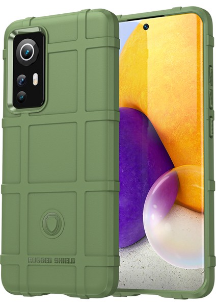 Sağlam Kare Izgara Tasarımı Kalınlaştırılmış Tpu Tpu Anti-Çizelge Absorpsiyon Kapağı Xiaomi 12 5G/12X 5G/12S 5g-Yeşil (Yurt Dışından)