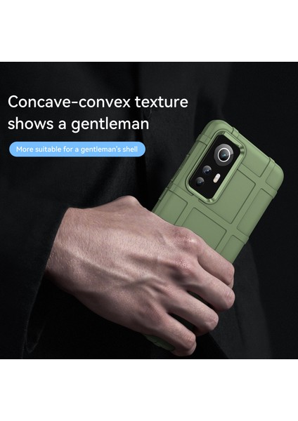 Sağlam Kare Izgara Tasarımı Kalınlaştırılmış Tpu Tpu Anti-Çizelge Absorpsiyon Kapağı Xiaomi 12 5G/12X 5G/12S 5g-Yeşil (Yurt Dışından) indirimleri