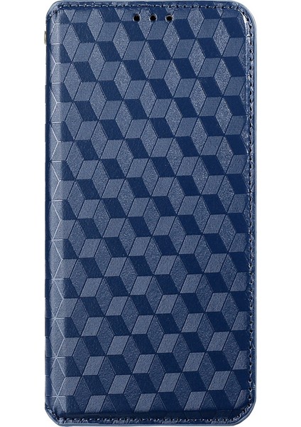 3D Rhombus Baskı Deri Telefon Kapağı+Yumuşak Tpu Iç Kasa Stand Cüzdan Koruyucu Kabuk Xiaomi Redmi Note 10 5g/redmi Not 10T 5g/poco M3 Pro 4g/5g-Mavi (Yurt Dışından)