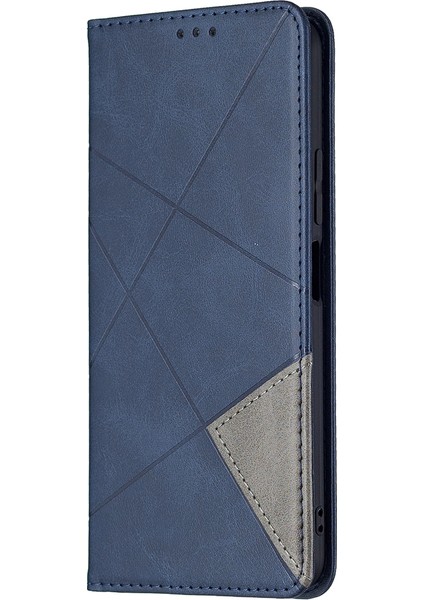 Geometrik Desen Otomatik Absorbed Stand Deri Telefon Kılıfı Xiaomi Mi 11 Lite 4g /5g /11 Lite 5g Ne-Blue (Yurt Dışından)