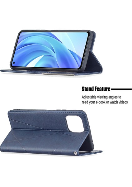 Geometrik Desen Otomatik Absorbed Stand Deri Telefon Kılıfı Xiaomi Mi 11 Lite 4g /5g /11 Lite 5g Ne-Blue (Yurt Dışından) fırsatları