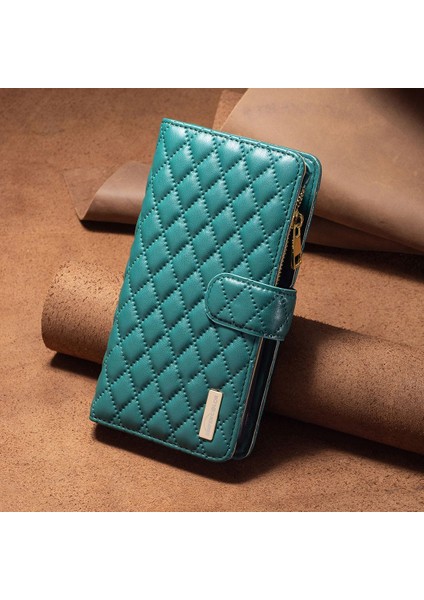 Xiaomi Mi Için Cep Telefonu Kabuğu 11 Lite 4g/5g/11 Lite 5g Ne, Baskılı Rhombus Desen Folio Flip Case, Fermuar Cep Stand Mat Pu Deri Cüzdan Kapak Yeşili (Yurt Dışından) indirimleri