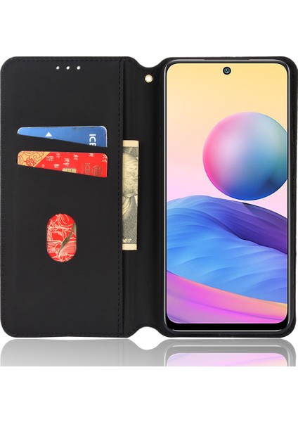 3D Rhombus Deri Telefon Kapağı Baskısı+Yumuşak Tpu Iç Kasa Stand Cüzdan Koruyucu Kabuk Xiaomi Redmi Note 10 5g/redmi Not 10T 5g/poco M3 Pro 4g/5g-Brown (Yurt Dışından)