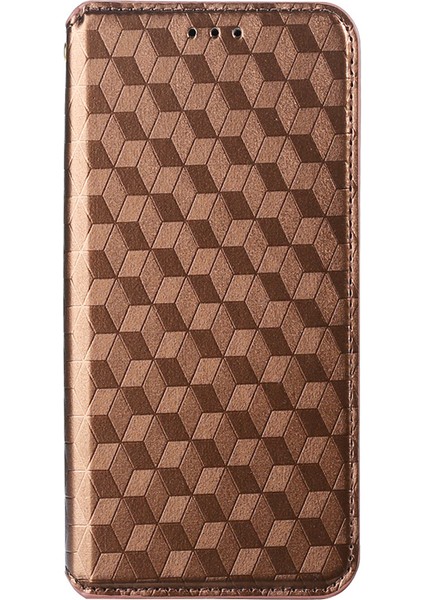 3D Rhombus Deri Telefon Kapağı Baskısı+Yumuşak Tpu Iç Kasa Stand Cüzdan Koruyucu Kabuk Xiaomi Redmi Note 10 5g/redmi Not 10T 5g/poco M3 Pro 4g/5g-Brown (Yurt Dışından) modelleri