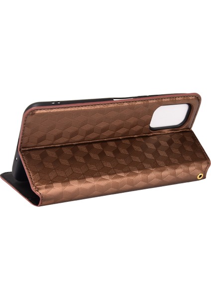 3D Rhombus Deri Telefon Kapağı Baskısı+Yumuşak Tpu Iç Kasa Stand Cüzdan Koruyucu Kabuk Xiaomi Redmi Note 10 5g/redmi Not 10T 5g/poco M3 Pro 4g/5g-Brown (Yurt Dışından) indirimleri