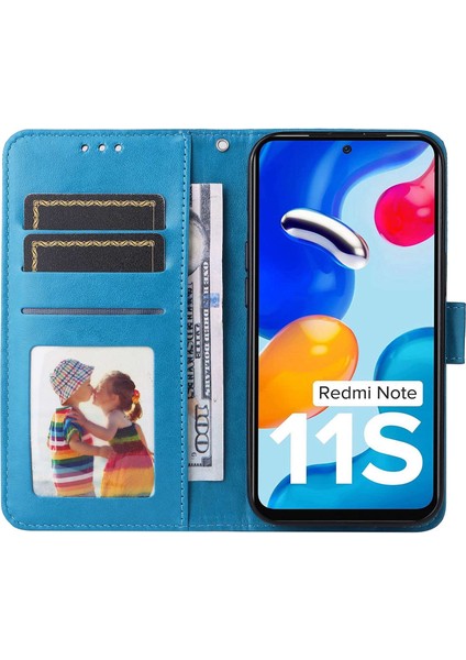 Xiaomi Redmi Için Note 11 4g (Qualcomm)/not 11S 4g Pu Deri Ayçiçeği Basılı Baskılı Kılıf Manyetik Tokalı Telefon Stand Cüzdan Kapak Mavisi (Yurt Dışından) fiyatları