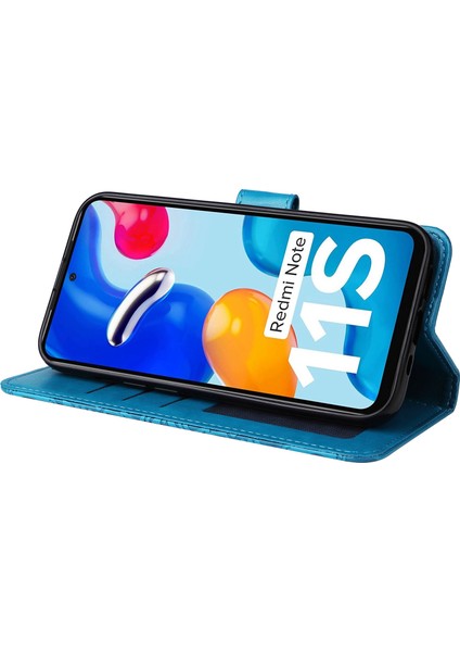 Xiaomi Redmi Için Note 11 4g (Qualcomm)/not 11S 4g Pu Deri Ayçiçeği Basılı Baskılı Kılıf Manyetik Tokalı Telefon Stand Cüzdan Kapak Mavisi (Yurt Dışından) fırsatları