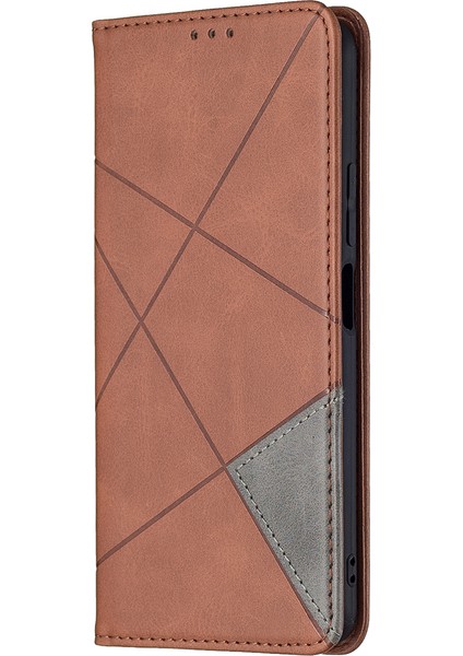 Geometrik Desen Xiaomi Mi Için Otomatik Absorbed Stand Deri Telefon Kılıfı 11 Lite 4g /5g /11 Lite 5g Ne-Brown (Yurt Dışından)
