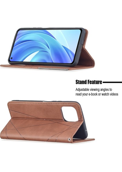 Geometrik Desen Xiaomi Mi Için Otomatik Absorbed Stand Deri Telefon Kılıfı 11 Lite 4g /5g /11 Lite 5g Ne-Brown (Yurt Dışından) fırsatları