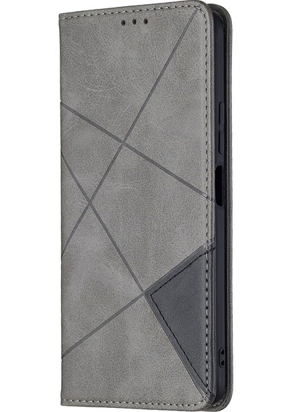 Geometrik Desen Otomatik Absorbed Stand Deri Telefon Kılıfı Xiaomi Mi 11 Lite 4g /5g /11 Lite 5g Ne-Gre (Yurt Dışından)