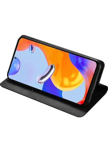 Xiaomi Redmi Için Note 12 Pro 4g/11 Pro 4g (Mediatek)/note 11 Pro 5g (Qualcomm) Cilt Touch Pu Deri Flip Telefon Kılıfı Folio Kart Yuvası Kitap Standı Kapak Black (Yurt Dışından) fırsatları