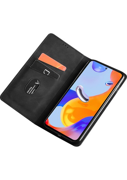 Xiaomi Redmi Için Note 12 Pro 4g/11 Pro 4g (Mediatek)/note 11 Pro 5g (Qualcomm) Cilt Touch Pu Deri Flip Telefon Kılıfı Folio Kart Yuvası Kitap Standı Kapak Black (Yurt Dışından) indirimleri