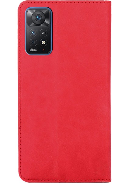 Xiaomi Redmi Için Note 12 Pro 4g/11 Pro 4g (Mediatek)/note 11 Pro 5g (Qualcomm) Cilt Touch Pu Deri Flip Telefon Kılıfı Folio Kart Yuva Kitabı Standı Kapak-Kırmızı (Yurt Dışından) modelleri