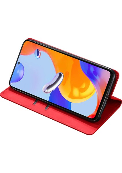 Xiaomi Redmi Için Note 12 Pro 4g/11 Pro 4g (Mediatek)/note 11 Pro 5g (Qualcomm) Cilt Touch Pu Deri Flip Telefon Kılıfı Folio Kart Yuva Kitabı Standı Kapak-Kırmızı (Yurt Dışından) fırsatları