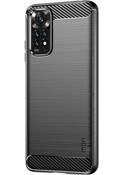 Xiaomi Redmi Için Not 11 4g (Qualcomm)/not 11S 4g Tpu Koruyucu Fırçalanmış Yüzey Karbon Fiber Cep Telefon Kılıfı Kapak Black (Yurt Dışından)