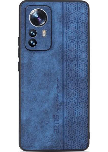 Xiaomi 12 5G/12X 5G/12S 5G/12S Pro 5g, Dalgalı Baskılı Pu Deri+Tpu Koruyucu Arka Kapak-Mavi Için (Yurt Dışından)