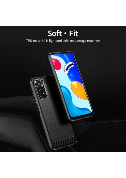 Xiaomi Redmi Için Not 11 4g (Qualcomm)/not 11S 4g Tpu Koruyucu Fırçalanmış Yüzey Karbon Fiber Cep Telefon Kılıfı Kapak-Kırmızı (Yurt Dışından) fiyatları