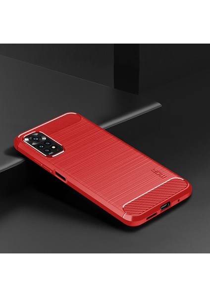 Xiaomi Redmi Için Not 11 4g (Qualcomm)/not 11S 4g Tpu Koruyucu Fırçalanmış Yüzey Karbon Fiber Cep Telefon Kılıfı Kapak-Kırmızı (Yurt Dışından) indirimleri