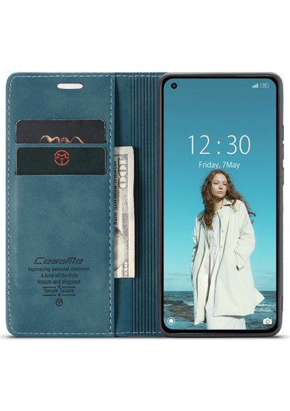 Otomatik Varma Basit Tasarım Xiaomi Mi Için Deri Cüzdan Kılıfı 11 Lite 4g/5g/11 Lite 5g Ne-Blue (Yurt Dışından)