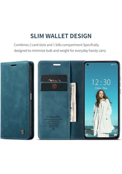 Otomatik Varma Basit Tasarım Xiaomi Mi Için Deri Cüzdan Kılıfı 11 Lite 4g/5g/11 Lite 5g Ne-Blue (Yurt Dışından)