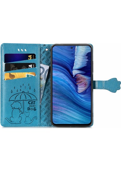 Baskı Kedi Köpek Desen Tasarımı Manyetik Deri Stand Kılıfı Xiaomi Redmi Note 10 5g/poco M3 Pro 5g/poco M3 Pro 4g-Blue (Yurt Dışından) modelleri