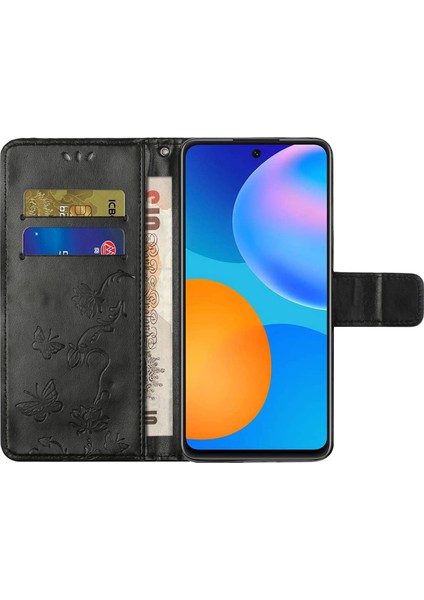 Xiaomi Için Redmi Note 11 4g (Qualcomm)/redmi Note 11S 4g Kelebek Çiçek Baskılı Pu Deri Cüzdan Kılıf Stand Standı Manyetik Kapatma Şok Geçirmez Telefon Kapağı Kayışlı Siyah (Yurt Dışından) modelleri