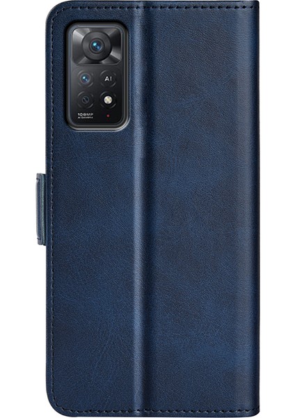 Xiaomi Redmi Için Note 12 Pro 4g/11 Pro 4g (Mediatek)/note 11 Pro 5g (Qualcomm) Dokulu Pu Deri Flip Case Çift Manyetik Toka Stand Cüzdan Telefon Kapak Mavisi (Yurt Dışından) modelleri