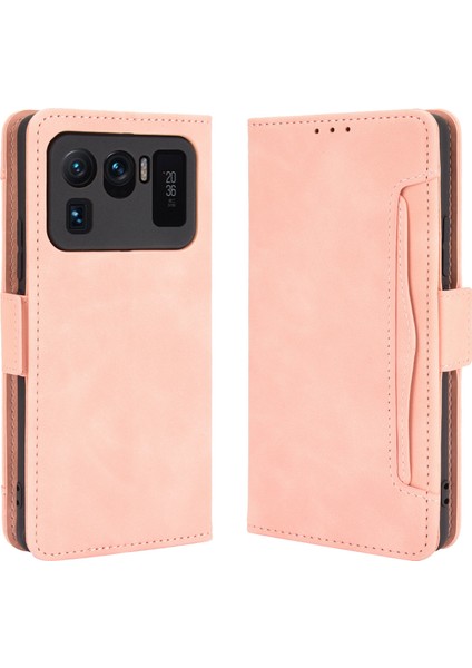 Xiaomi Mi 11 Ultra-Pink Için Birden Çok Kart Yuvası ile Deri Cüzdan Koruyucu Kasa (Yurt Dışından)