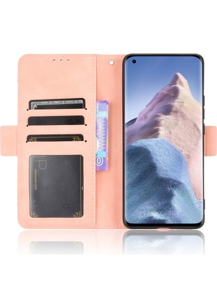 Xiaomi Mi 11 Ultra-Pink Için Birden Çok Kart Yuvası ile Deri Cüzdan Koruyucu Kasa (Yurt Dışından)