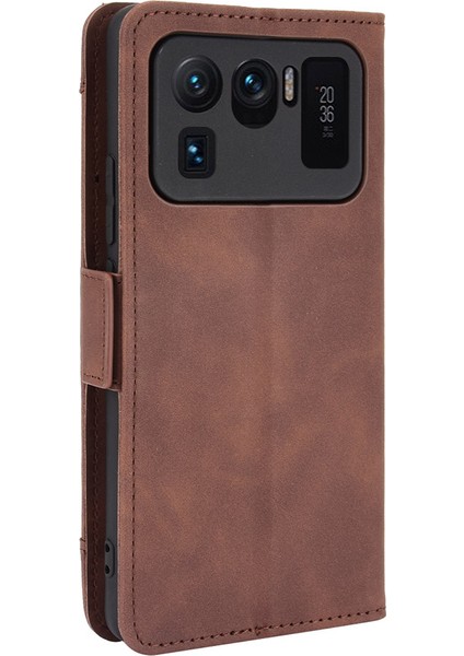 Xiaomi Mi 11 Ultra-Brown Için Birden Fazla Kart Yuvası ile Deri Cüzdan Koruyucu Kasa (Yurt Dışından)