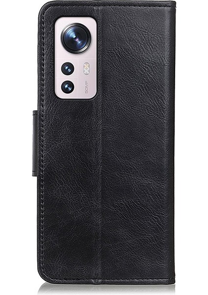 Xiaomi 12 Pro 5g /12S Pro 5g /12 Pro (Boyut) 5g Çılgın At Dokusu Tam Koruma Pu Deri Cüzdan Stand Kapak Telefon Kılıfı Black (Yurt Dışından) indirimleri