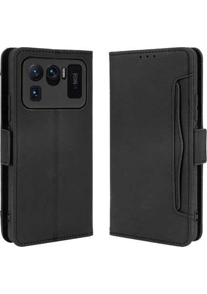 Xiaomi Mi 11 Ultra-Black Için Birden Fazla Kart Yuvası ile Deri Cüzdan Koruyucu Kasa (Yurt Dışından)