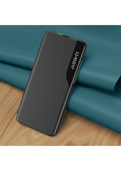 Xiaomi 11T 5G/11T Pro 5g Görüntüle Pencere Telefon Kılıfı Pu Deri Stand Tam Koruma Folio Flip Cover-Black (Yurt Dışından)