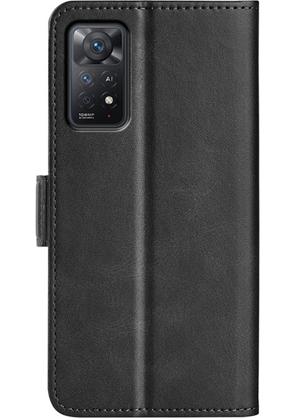 Xiaomi Redmi Için Note 12 Pro 4g/11 Pro 4g (Mediatek)/note 11 Pro 5g (Qualcomm) Dokulu Pu Deri Flip Case Çift Manyetik Toka Stand Cüzdan Telefon Kapak Black (Yurt Dışından) modelleri