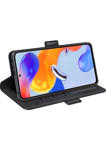Xiaomi Redmi Için Note 12 Pro 4g/11 Pro 4g (Mediatek)/note 11 Pro 5g (Qualcomm) Dokulu Pu Deri Flip Case Çift Manyetik Toka Stand Cüzdan Telefon Kapak Black (Yurt Dışından) indirimleri
