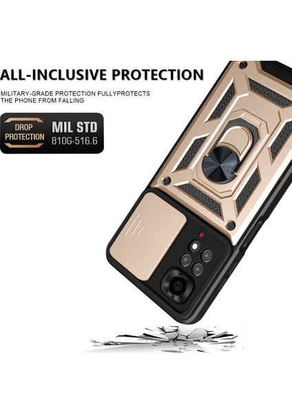 Xiaomi Için Redmi Note 11S 4g Şok Geçirmez Pc+Tpu Hibrid Slayt Kamera Kapağı Dönen Kickstand-Gold ile Tüy Cep Telefonu Koruyucu (Yurt Dışından) fiyatları