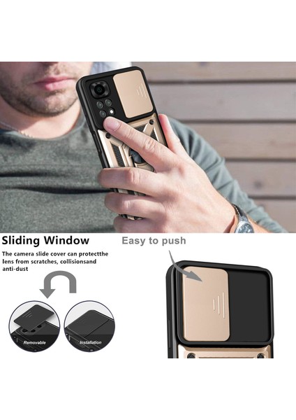 Xiaomi Için Redmi Note 11S 4g Şok Geçirmez Pc+Tpu Hibrid Slayt Kamera Kapağı Dönen Kickstand-Gold ile Tüy Cep Telefonu Koruyucu (Yurt Dışından) fırsatları