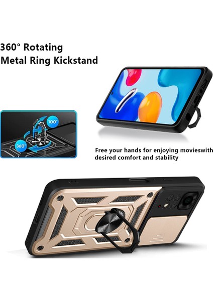Xiaomi Için Redmi Note 11S 4g Şok Geçirmez Pc+Tpu Hibrid Slayt Kamera Kapağı Dönen Kickstand-Gold ile Tüy Cep Telefonu Koruyucu (Yurt Dışından) indirimleri